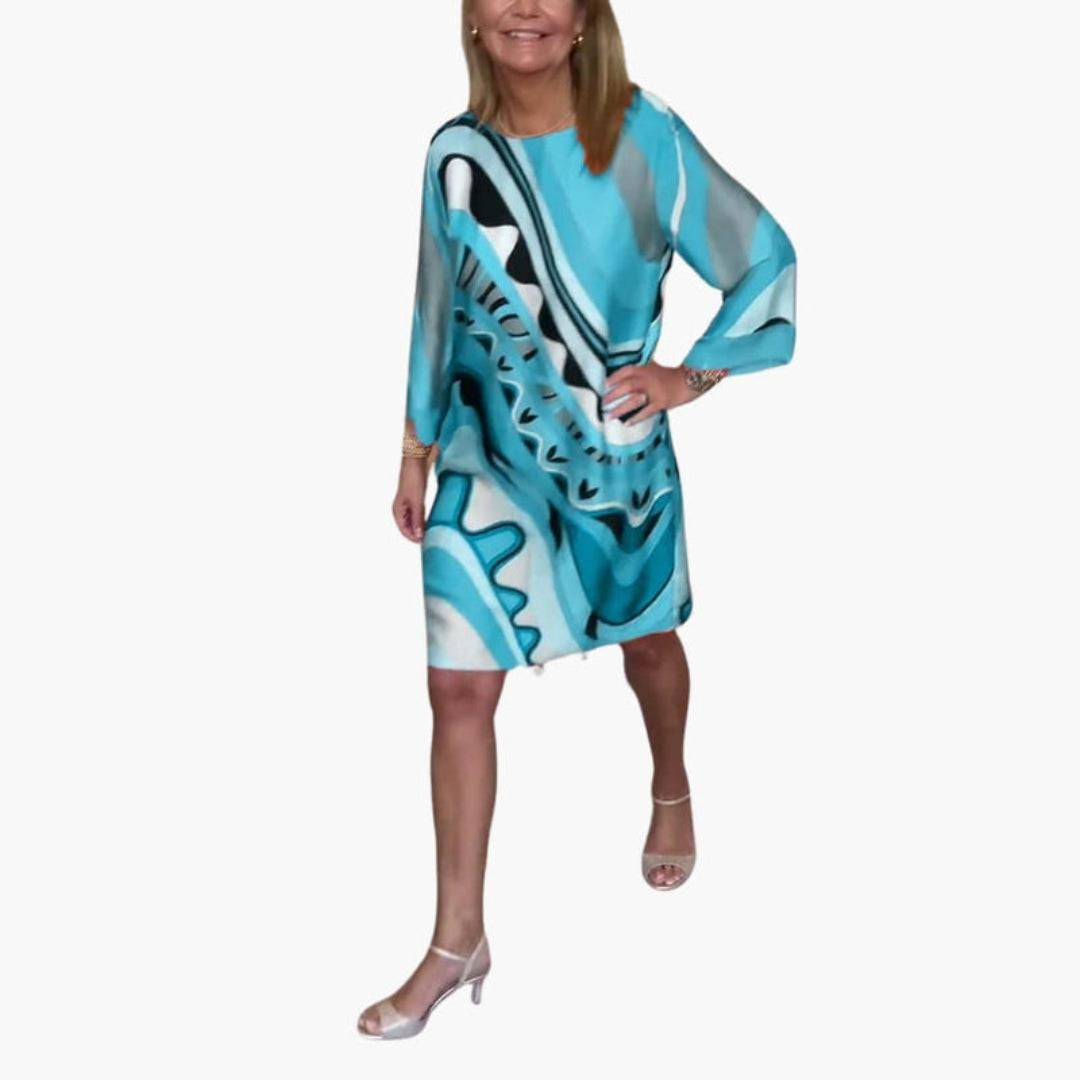 Robe femme longueur genou col rond manches longues