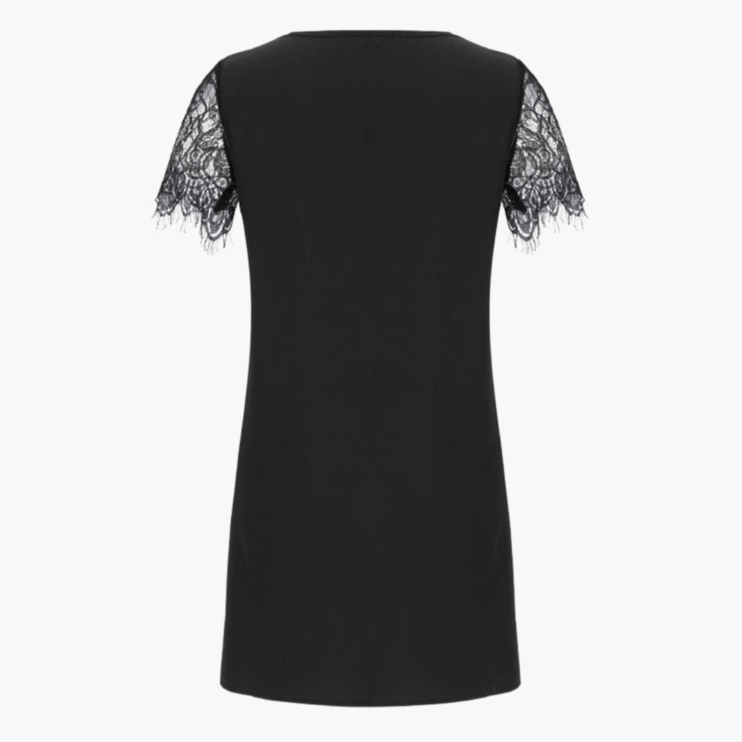 Robe femme manches courtes avec finitions à sequins