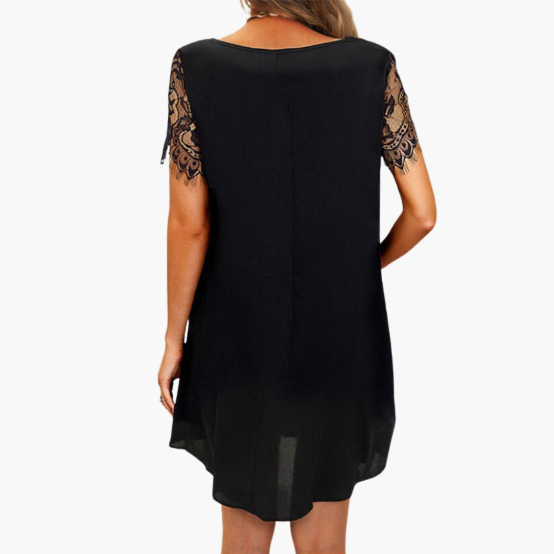 Robe femme manches courtes avec finitions à sequins