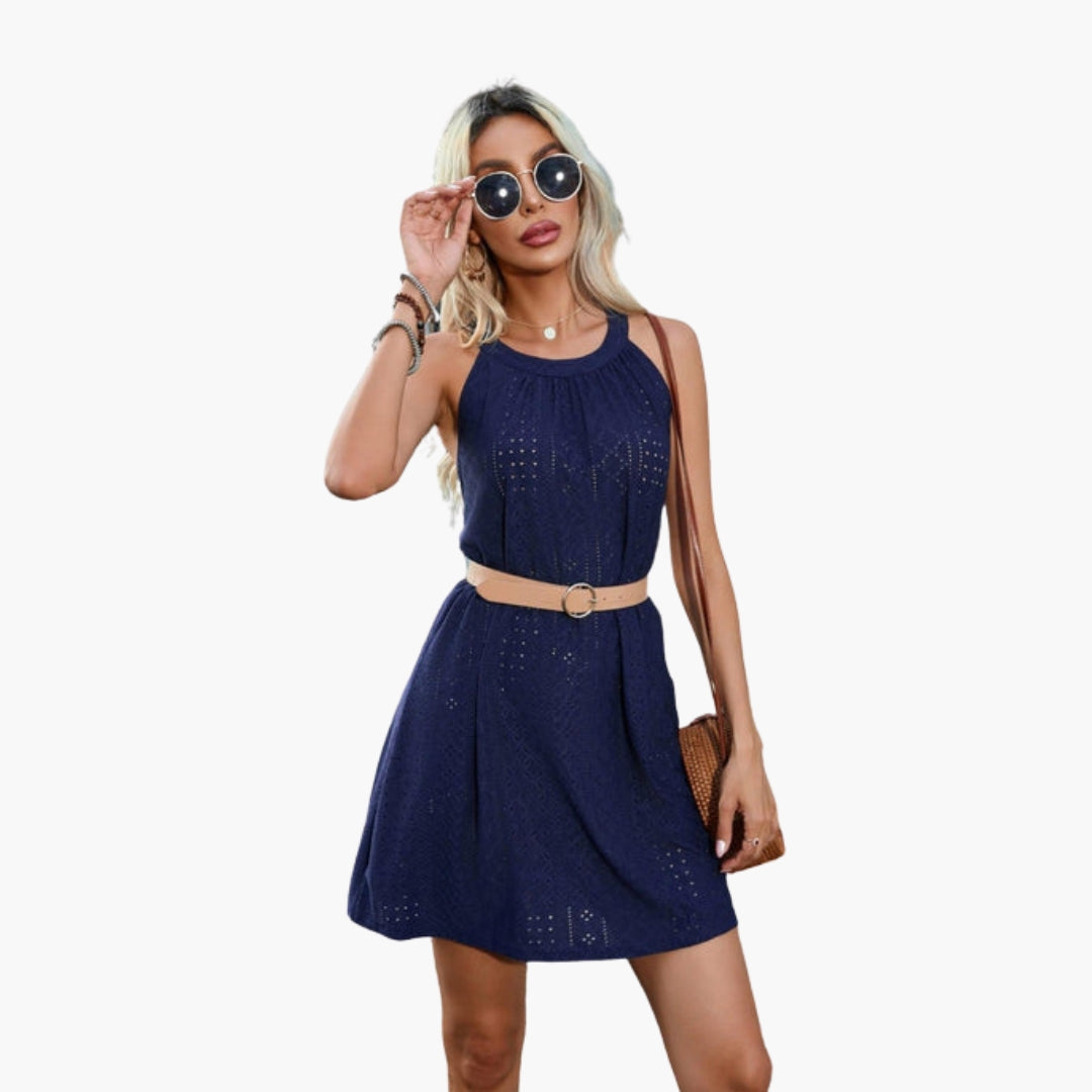 Abito donna senza maniche con collo alto girocollo