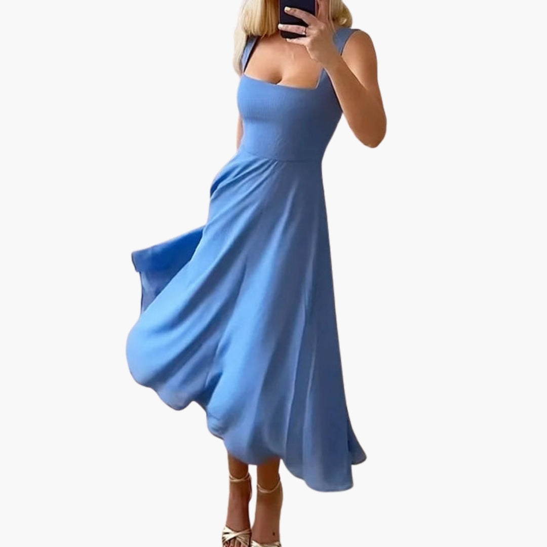 Robe femme sans manches avec encolure carrée