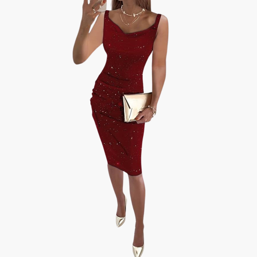 Robe femme sans manches avec surface pailletée