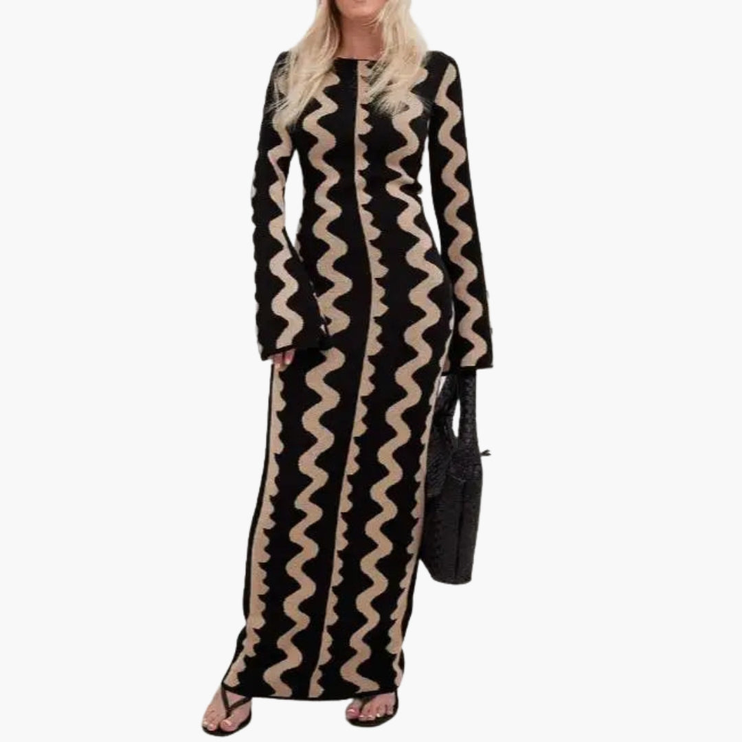 Robe longue femme à motif inspiré de la nature
