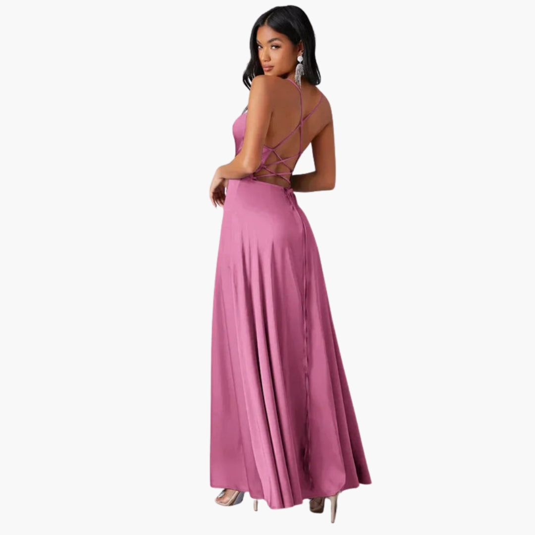Robe longue femme sans manches avec dos ouvert tressé