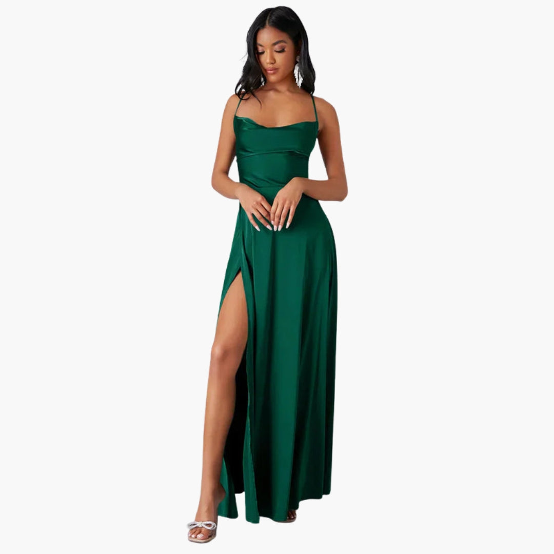 Robe longue femme sans manches avec dos ouvert tressé