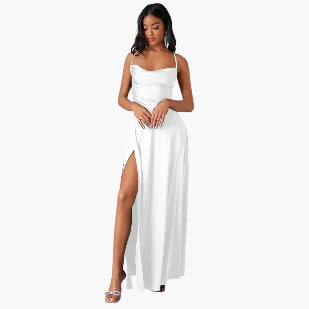Robe longue femme sans manches avec dos ouvert tressé