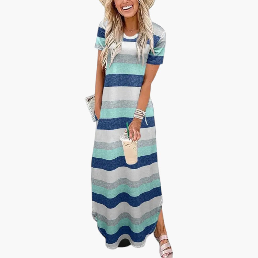 Robe maxi femme avec col rond et coupe fluide