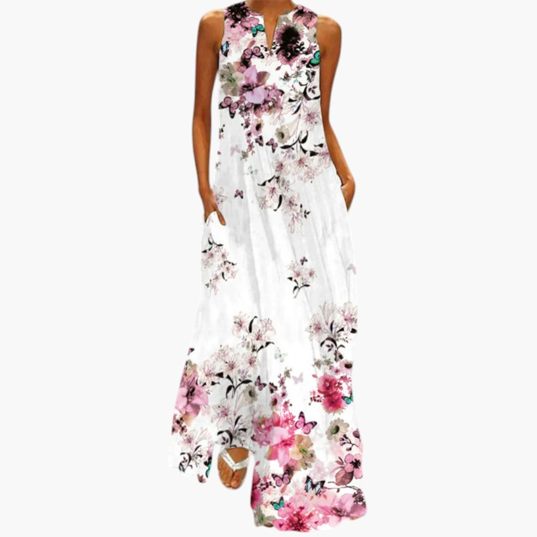 Robe maxi femme avec coupe évasée et poches