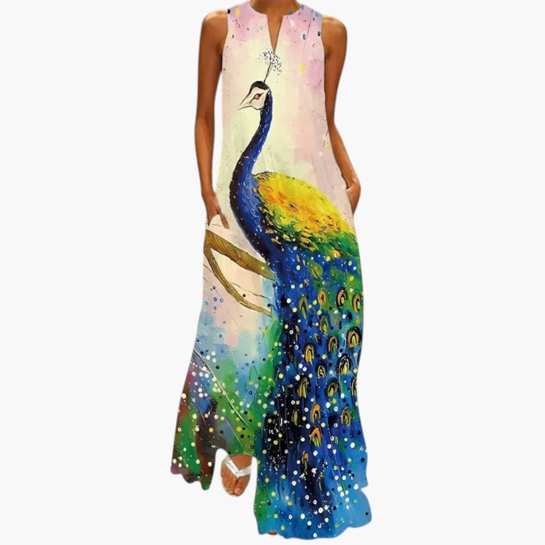 Robe maxi femme avec coupe évasée et poches