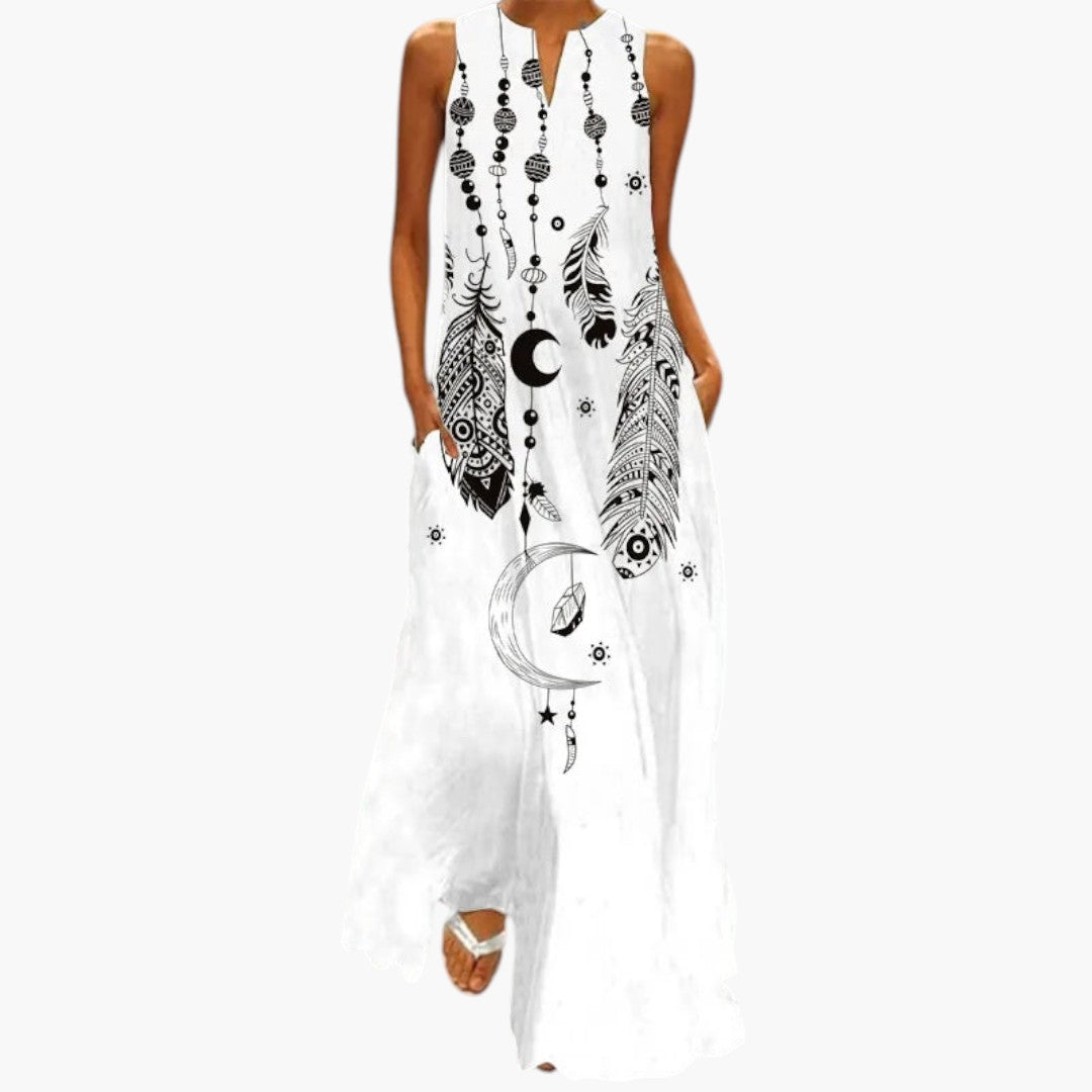 Robe maxi femme avec coupe évasée et poches