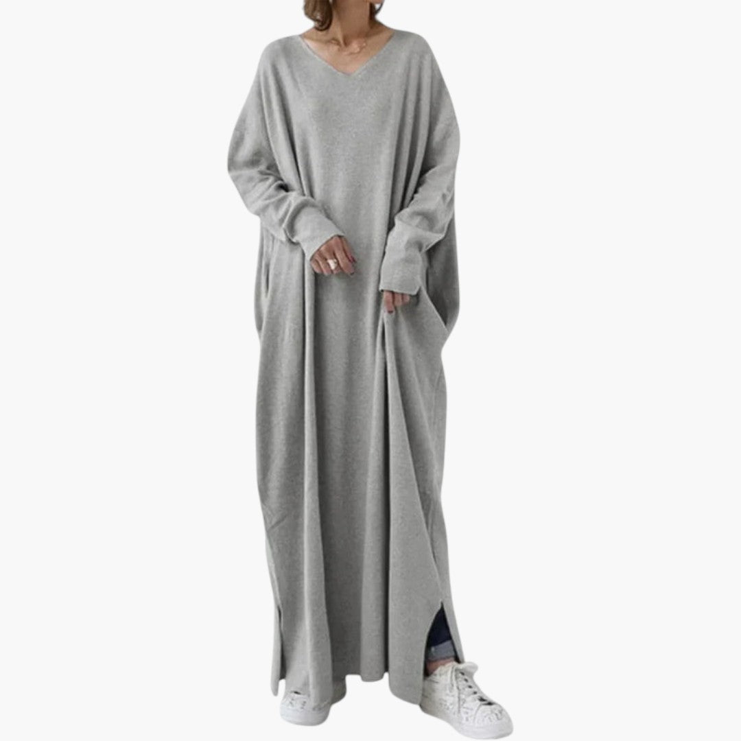 Maxikleid für Damen mit langen Ärmeln und fließendem Schnitt