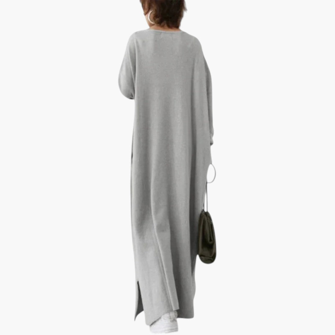 Maxikleid für Damen mit langen Ärmeln und fließendem Schnitt