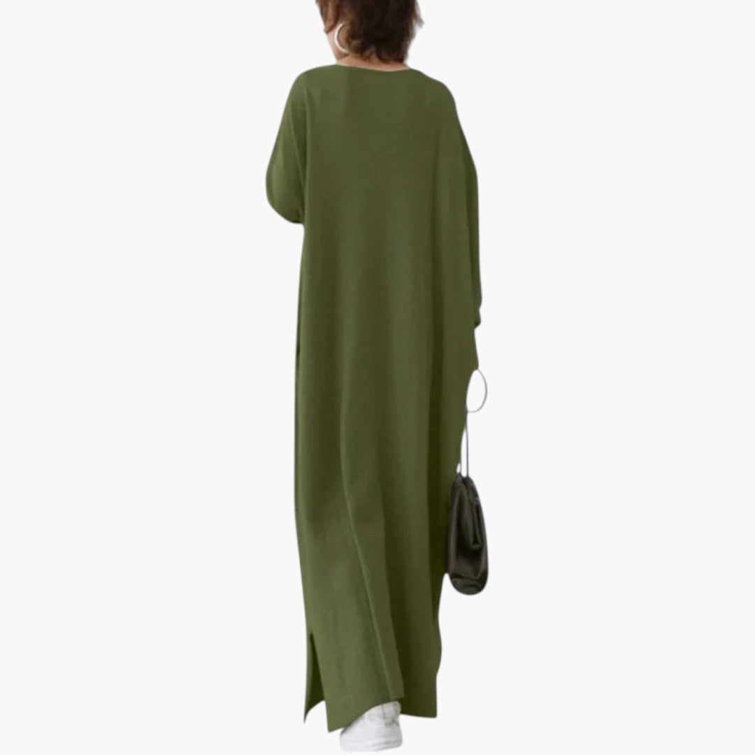 Maxikleid für Damen mit langen Ärmeln und fließendem Schnitt
