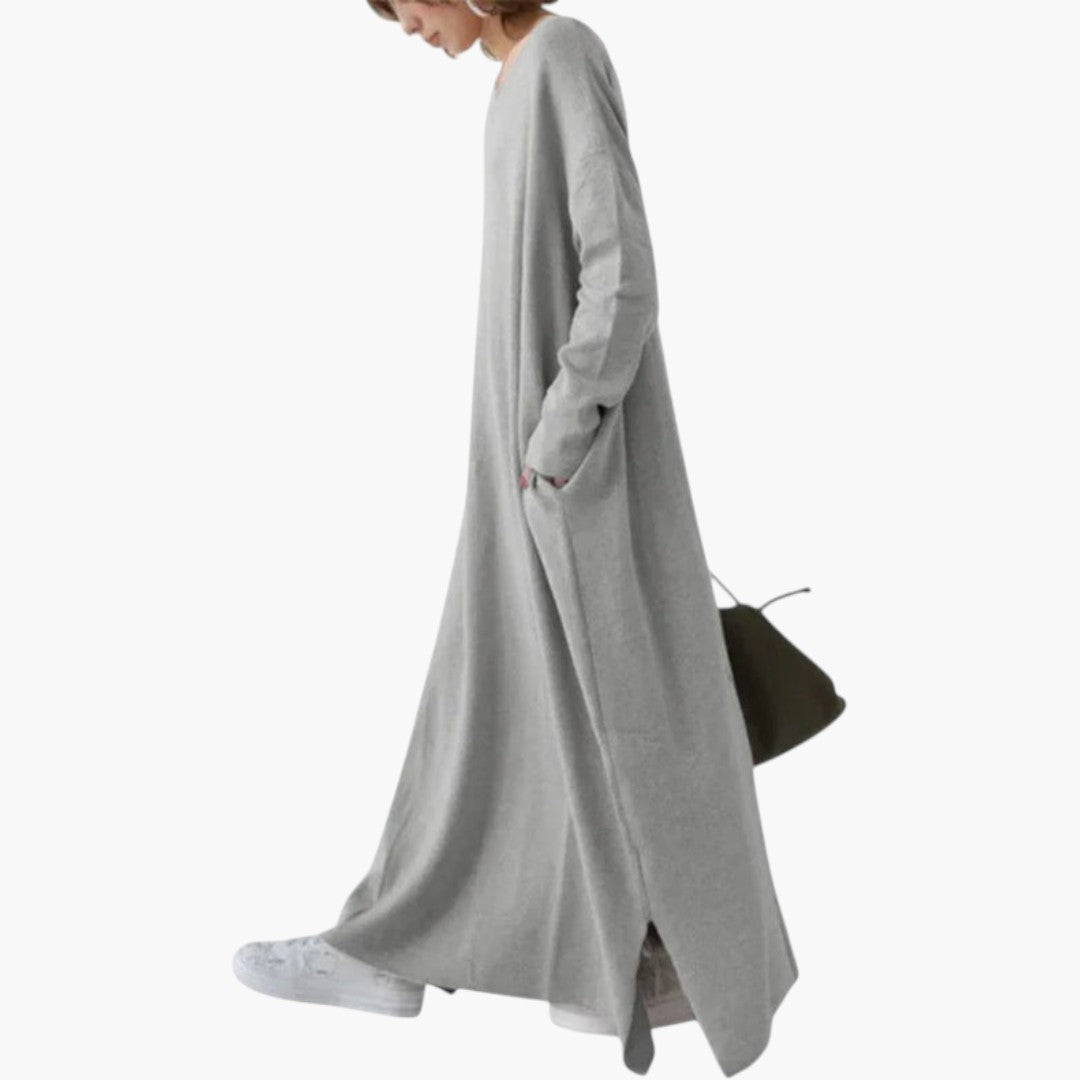 Maxikleid für Damen mit langen Ärmeln und fließendem Schnitt