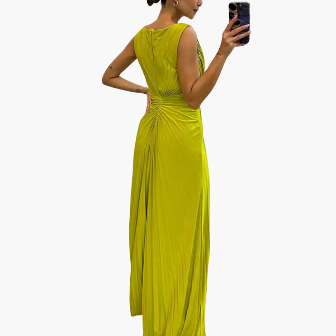 Maxikleid für Damen ärmellos mit plissierter Oberfläche