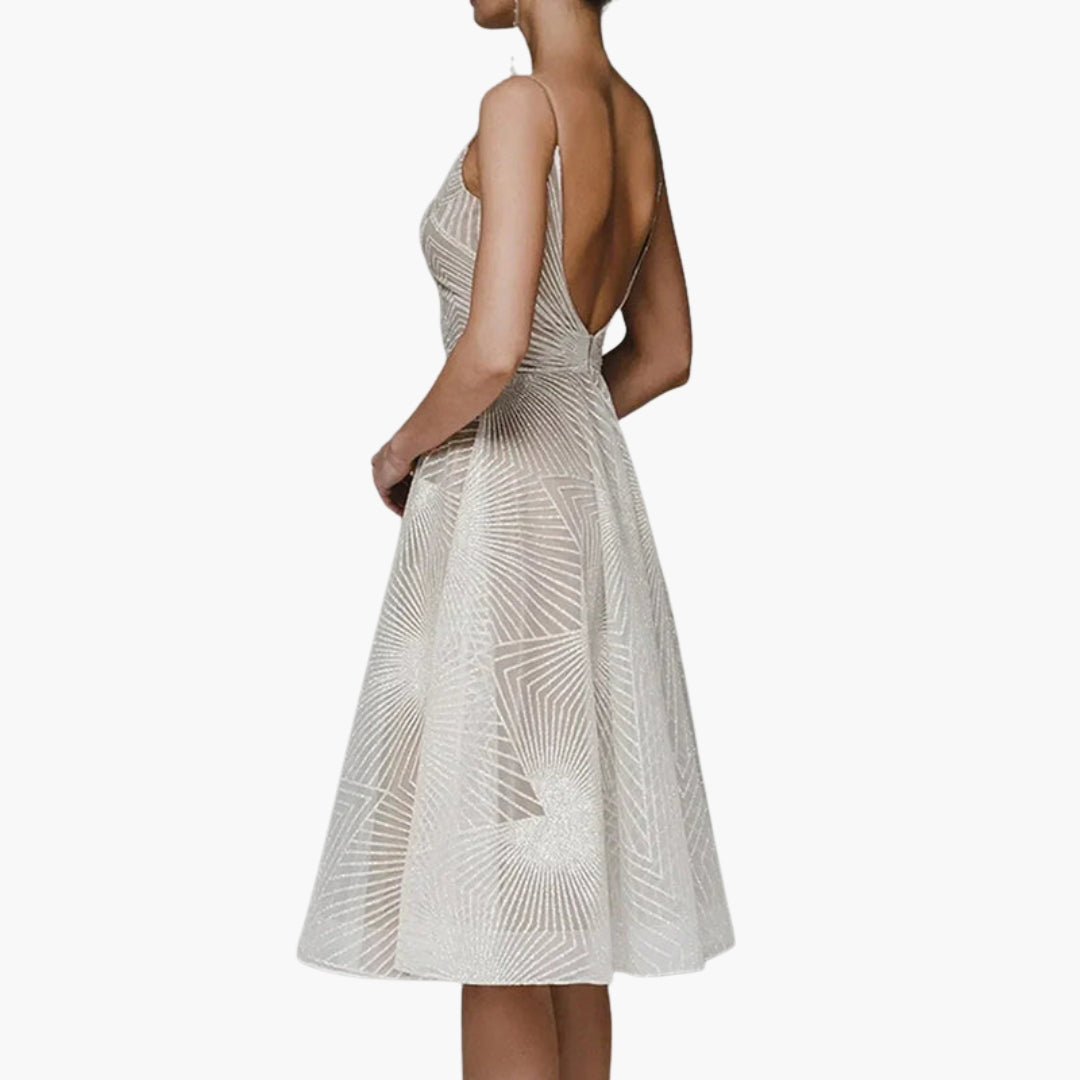 Robe midi femme à dos ouvert avec motif géométrique