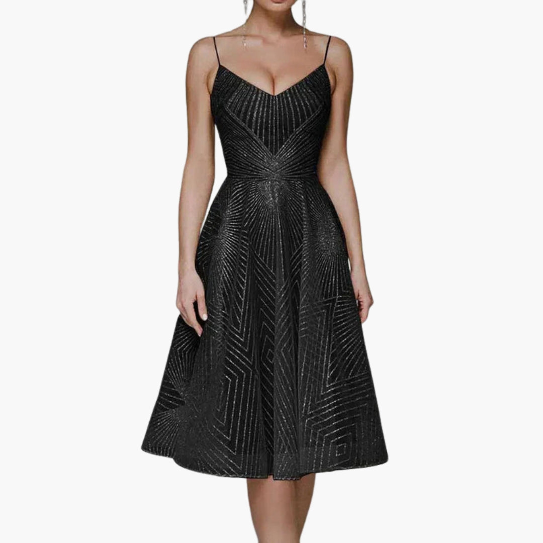 Robe midi femme à dos ouvert avec motif géométrique