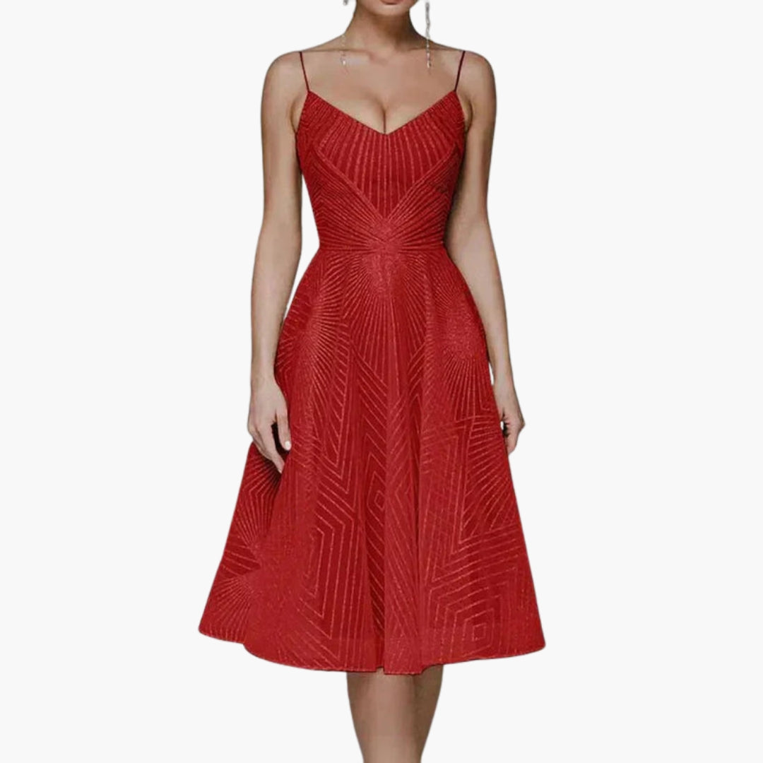 Robe midi femme à dos ouvert avec motif géométrique