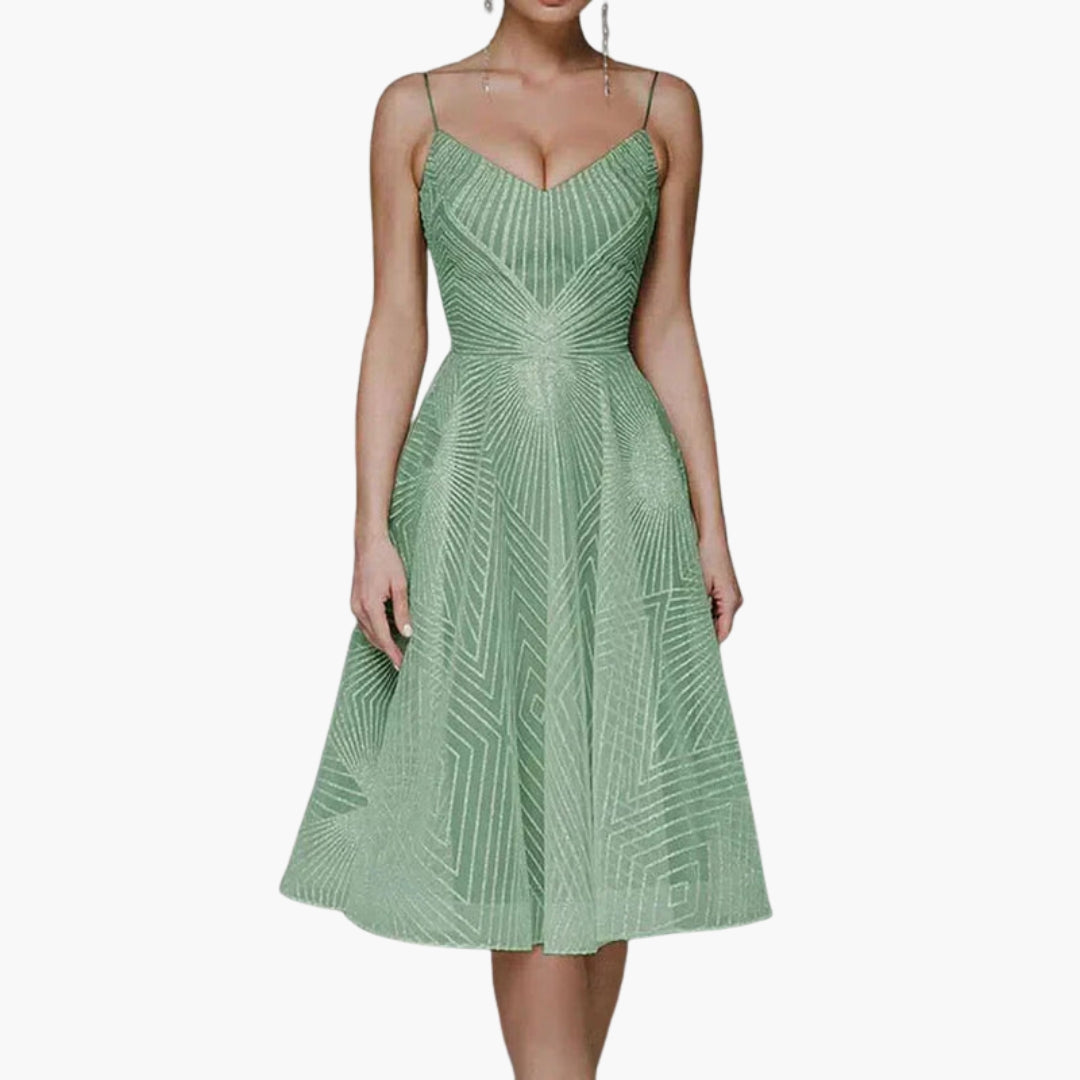Robe midi femme à dos ouvert avec motif géométrique