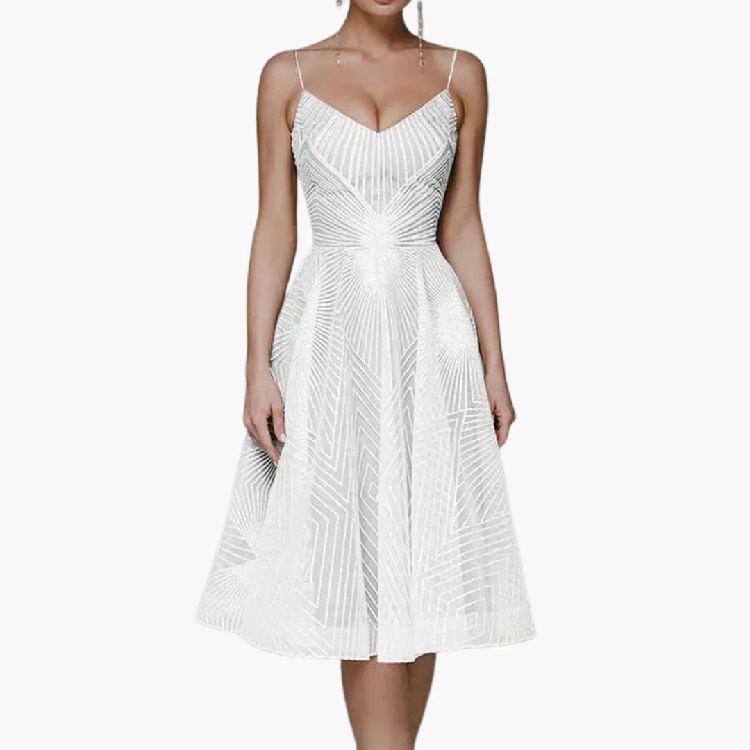 Robe midi femme à dos ouvert avec motif géométrique