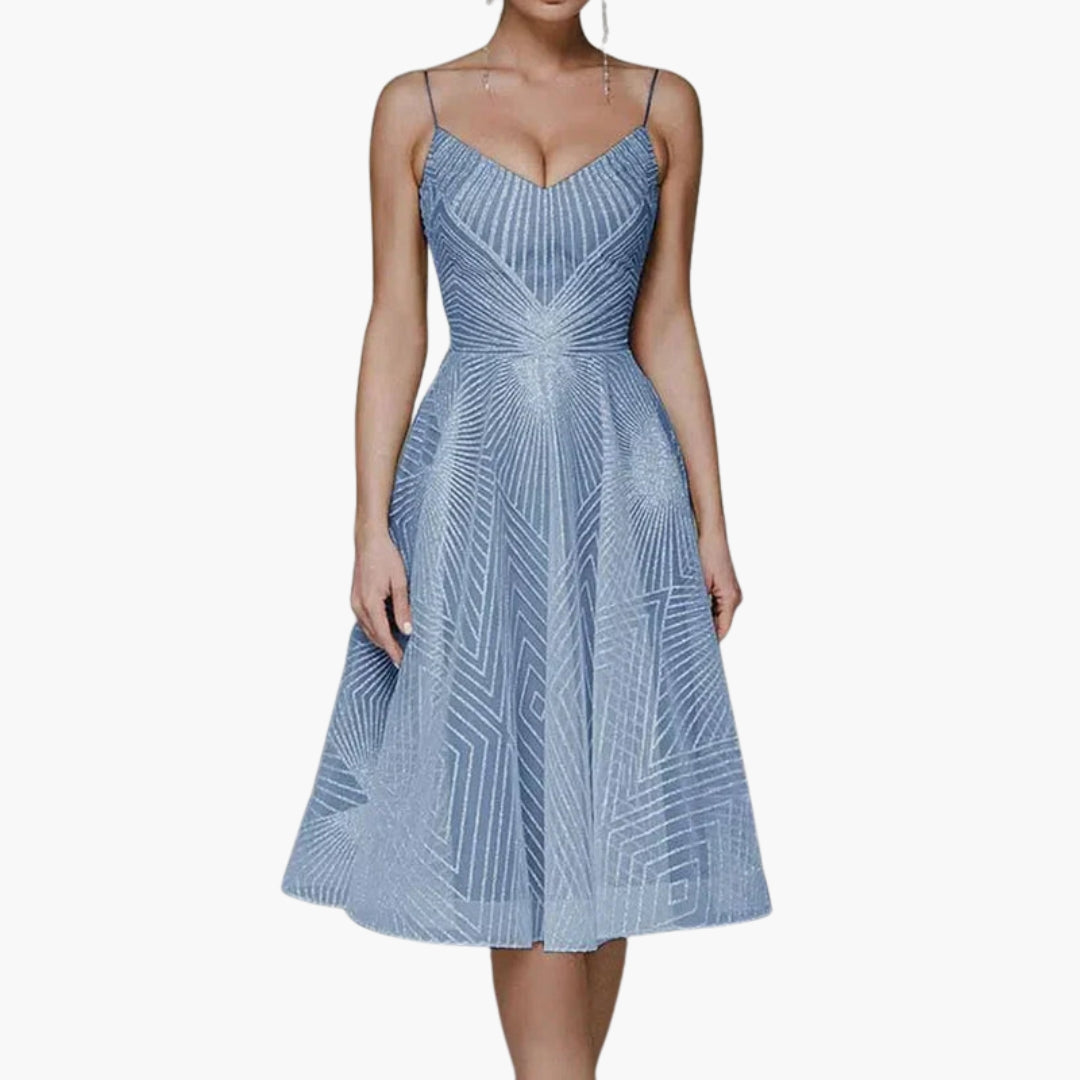 Robe midi femme à dos ouvert avec motif géométrique