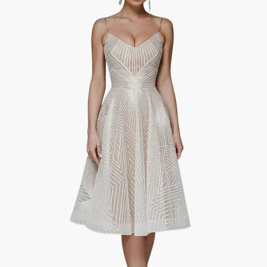 Robe midi femme à dos ouvert avec motif géométrique