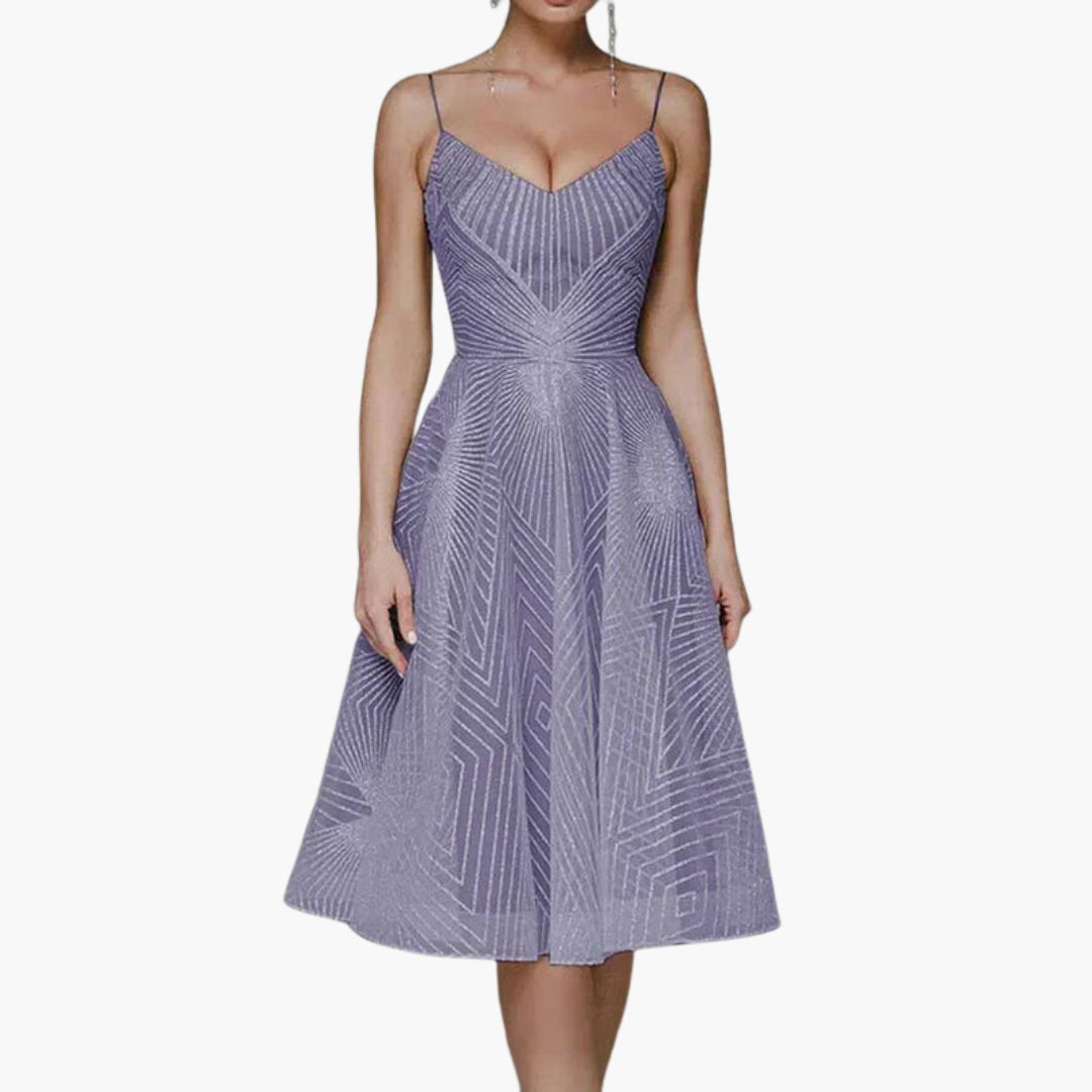 Robe midi femme à dos ouvert avec motif géométrique