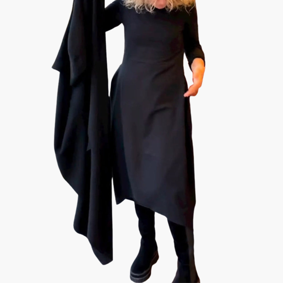 Robe midi femme à manches longues et encolure ronde