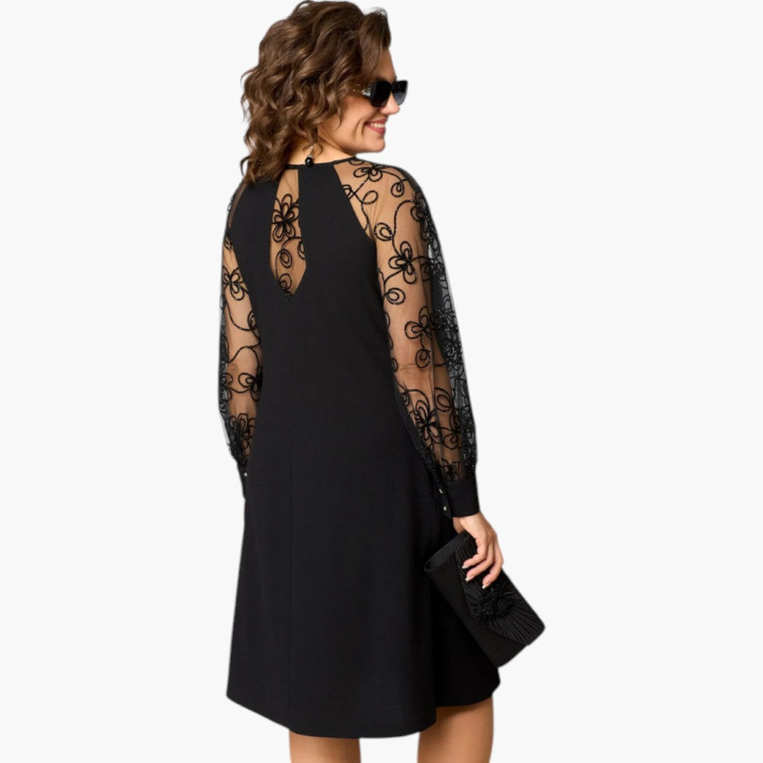 Robe midi femme avec manches en dentelle