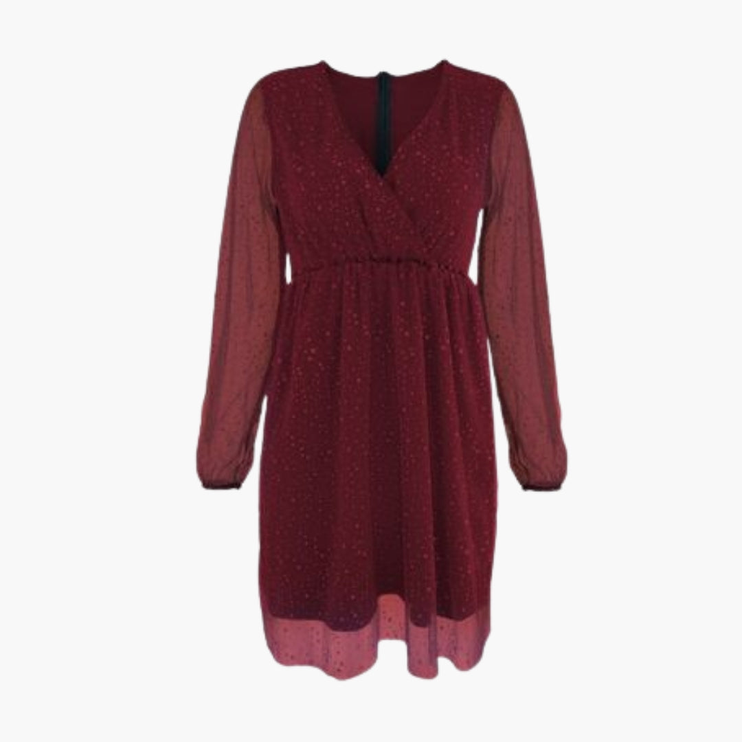 Vestido corto para mujer con escote cruzado y mangas abullonadas