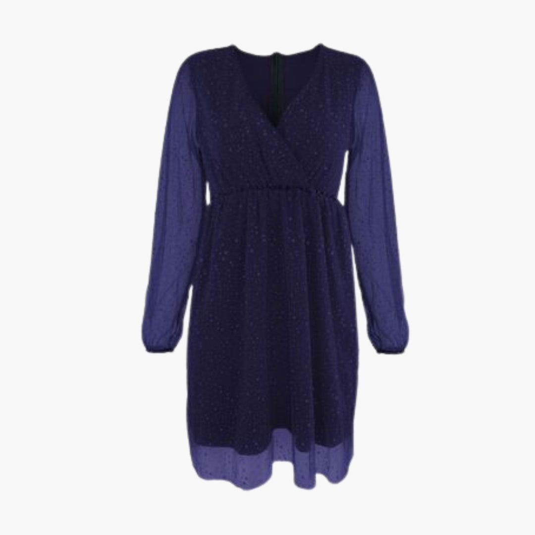 Vestido corto para mujer con escote cruzado y mangas abullonadas