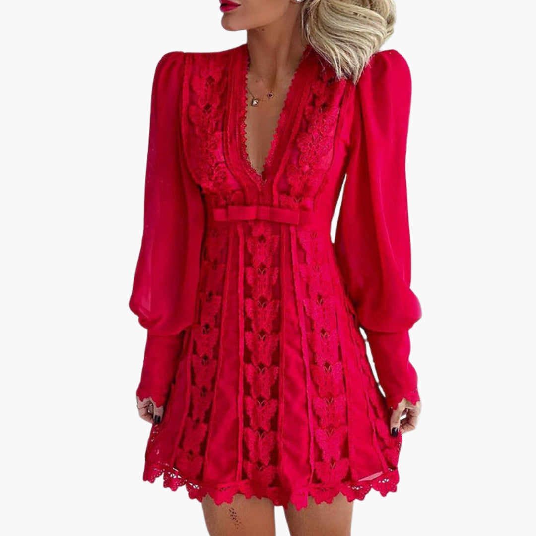 Robe mini femme avec panneaux en dentelle
