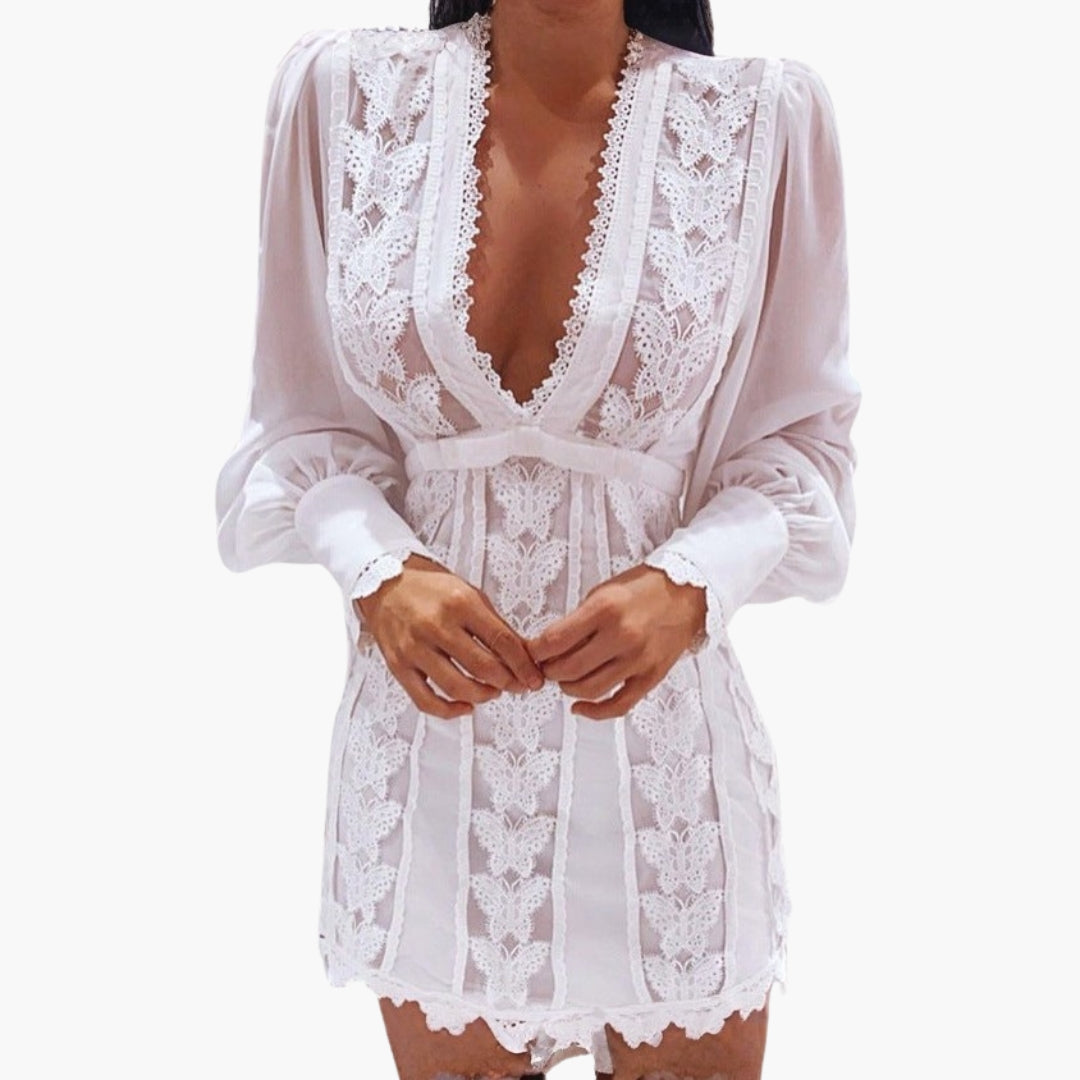 Robe mini femme avec panneaux en dentelle