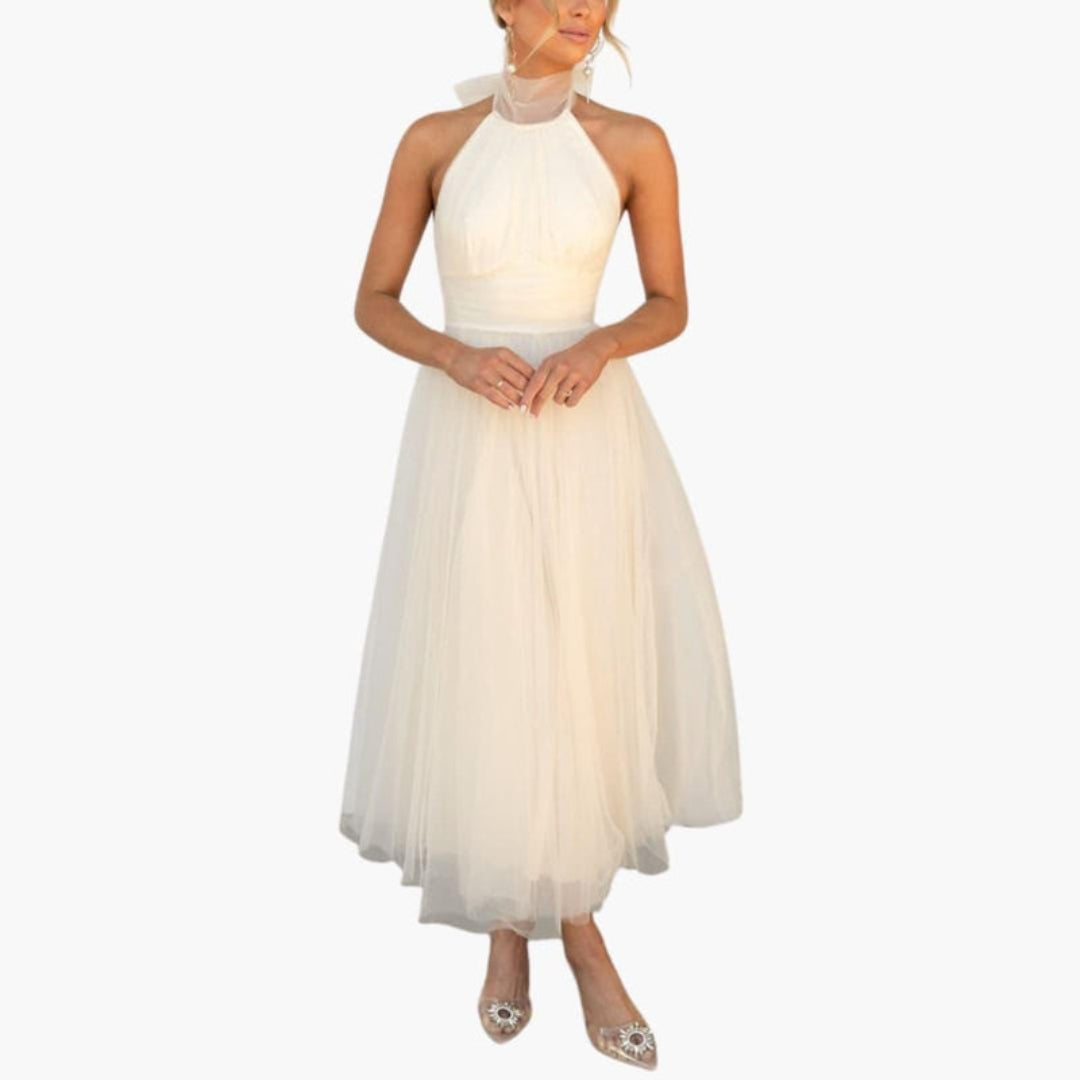 Robe pour femme avec encolure licou et jupe à couches