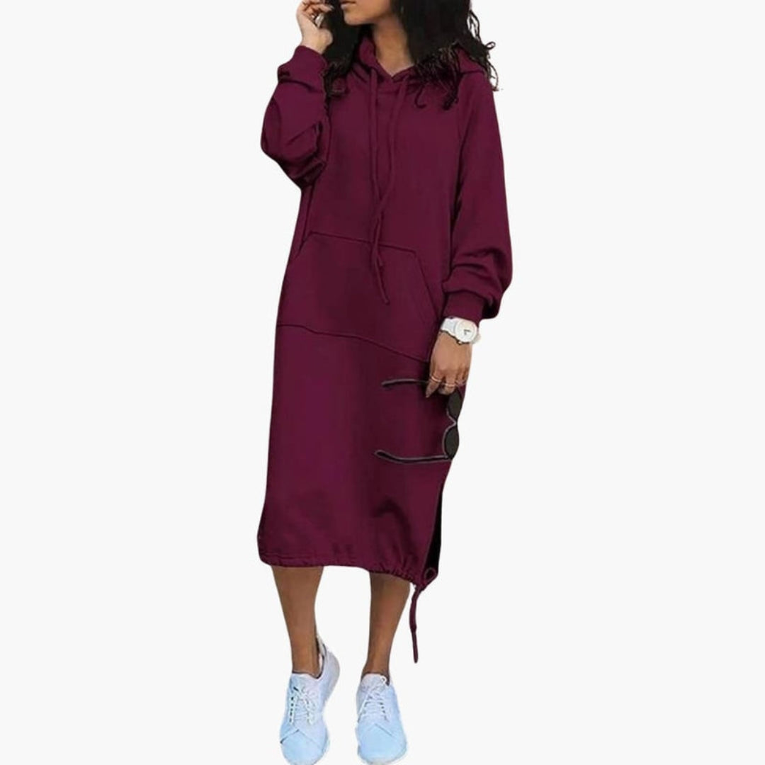 Robe sweat femme à capuche avec poche avant