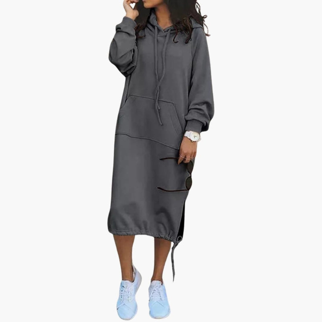 Robe sweat femme à capuche avec poche avant