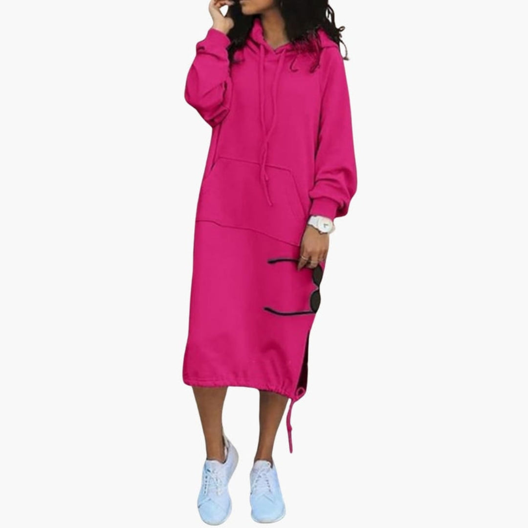 Robe sweat femme à capuche avec poche avant