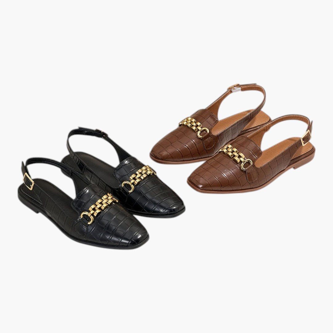 Sandales Femme avec Bout Carré et Boucle Métallique