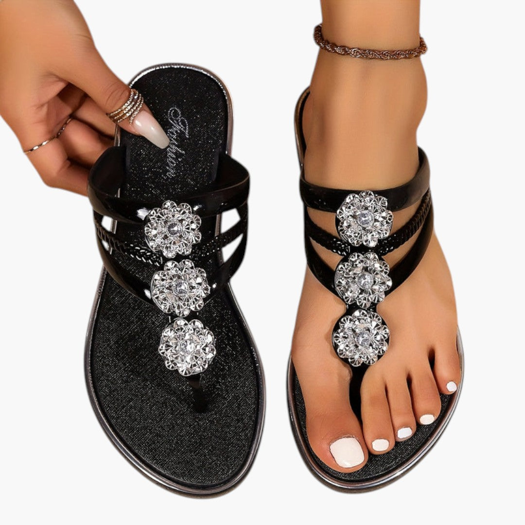 Sandalias para mujer con tiras decoradas y suela acolchada