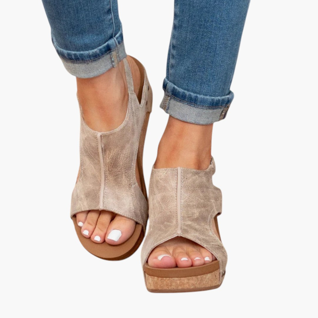 Damen Sandalen mit Keilabsatz und Elastischen Riemen