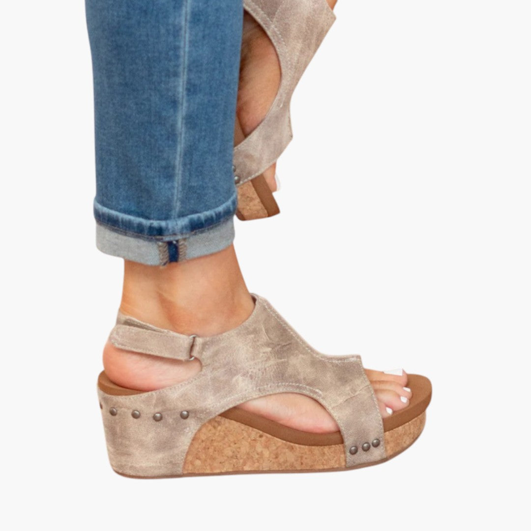 Damen Sandalen mit Keilabsatz und Elastischen Riemen