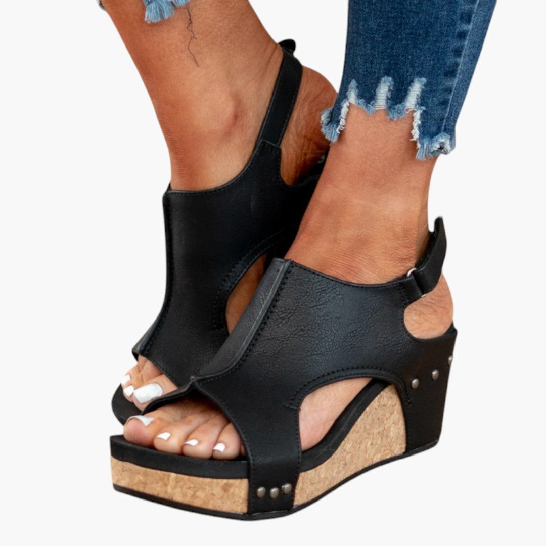 Damen Sandalen mit Keilabsatz und Elastischen Riemen