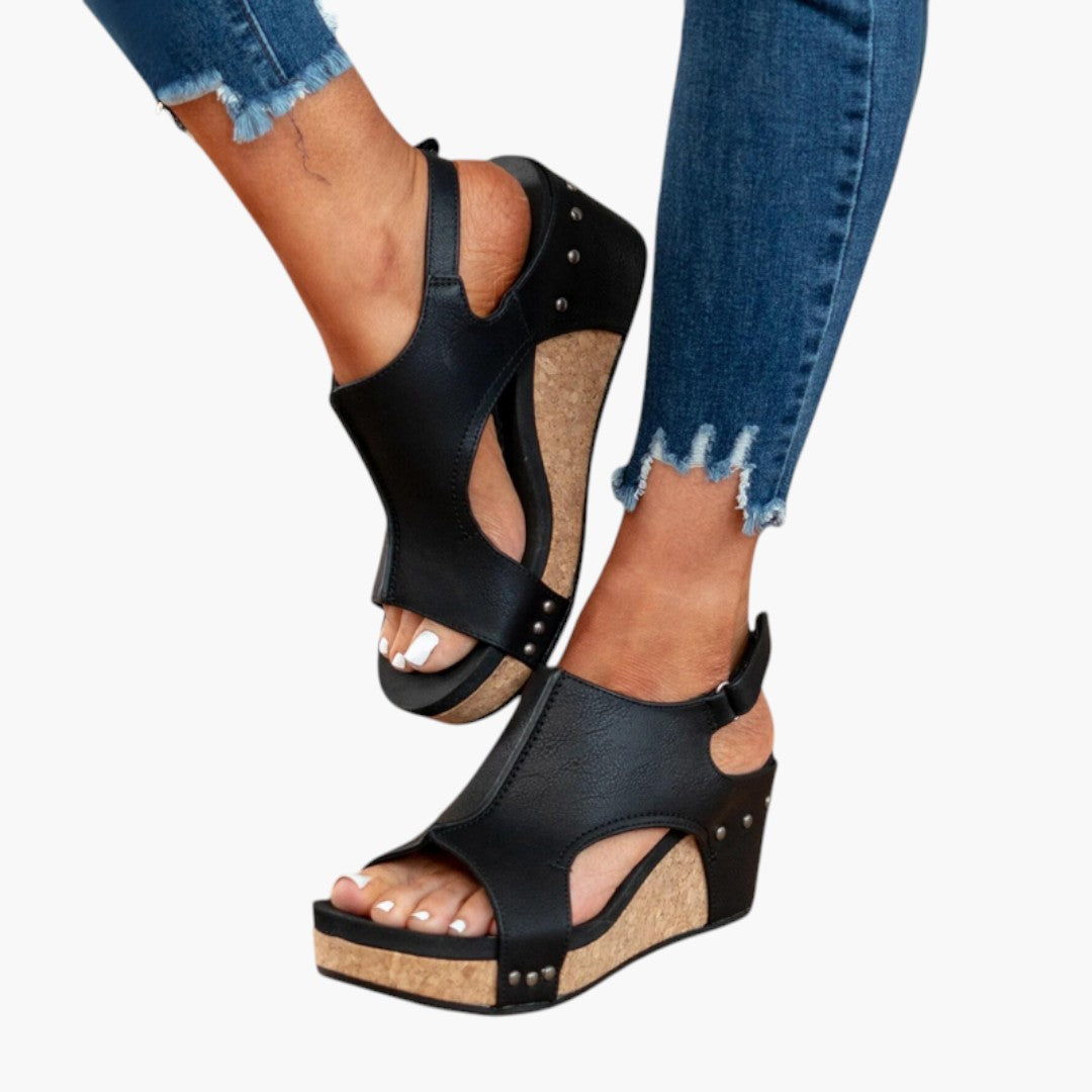 Damen Sandalen mit Keilabsatz und Elastischen Riemen