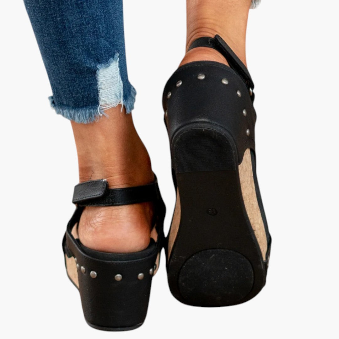 Damen Sandalen mit Keilabsatz und Elastischen Riemen