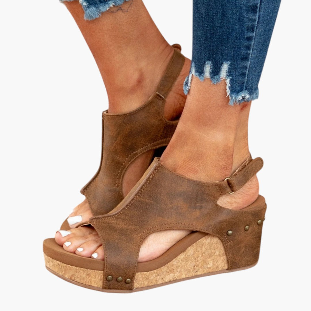 Damen Sandalen mit Keilabsatz und Elastischen Riemen