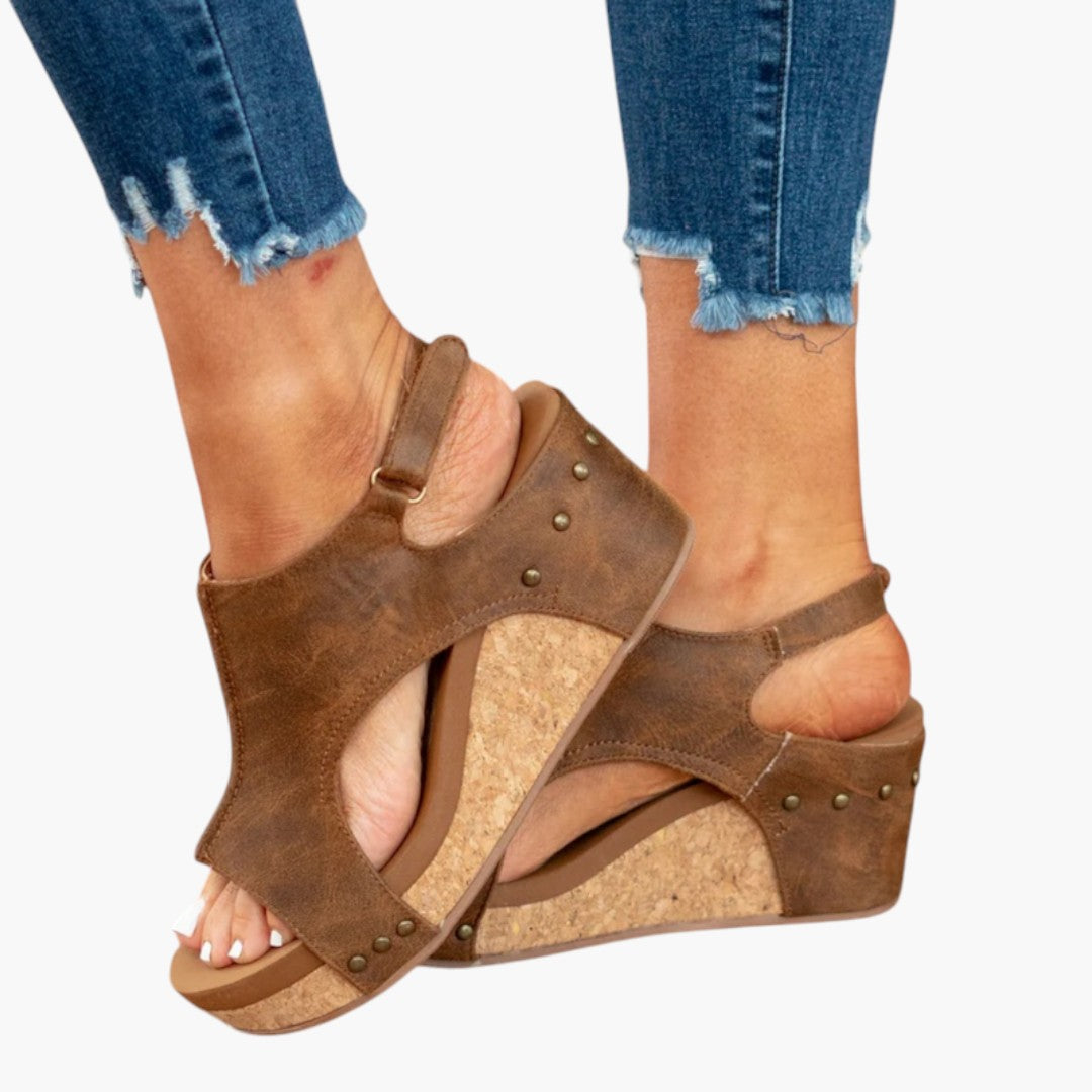 Damen Sandalen mit Keilabsatz und Elastischen Riemen
