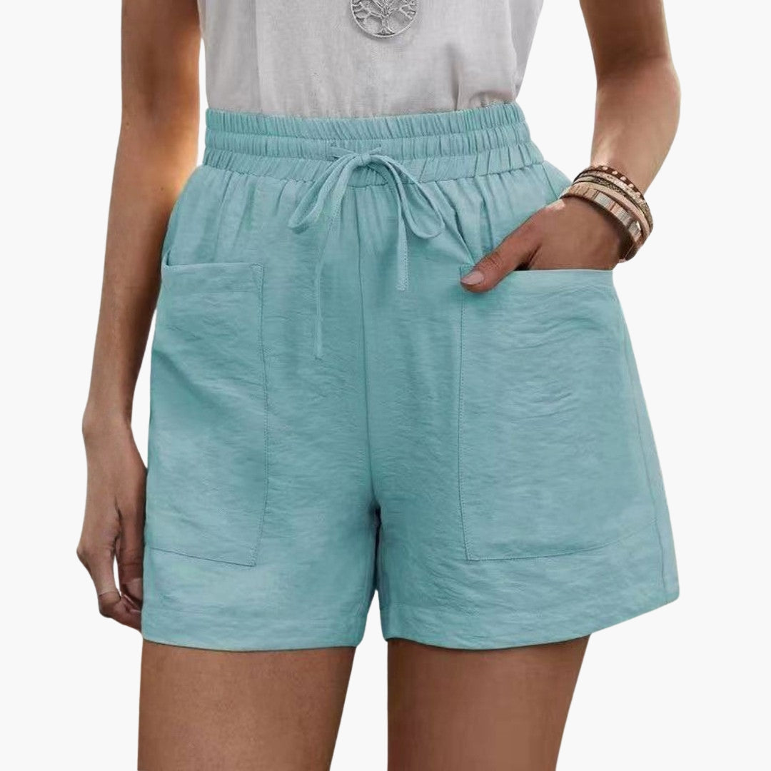 Short Femme à Jambes Larges avec Taille Élastique