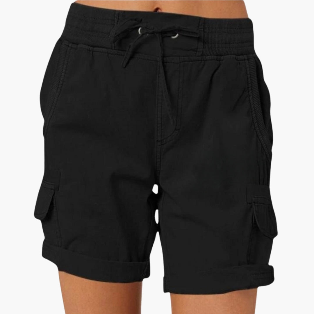 Short cargo femme avec cordon de serrage et poches
