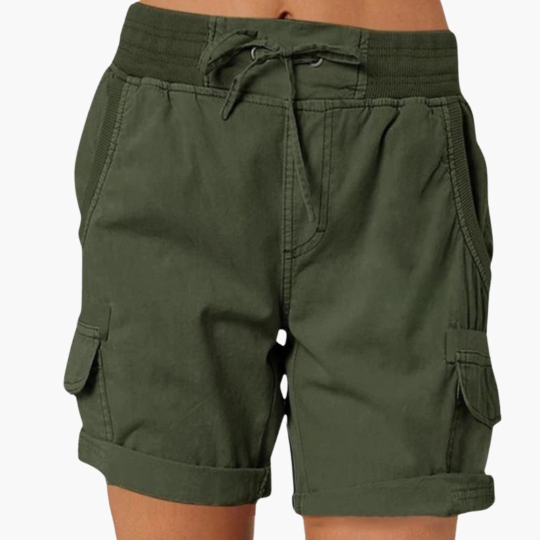 Short cargo femme avec cordon de serrage et poches