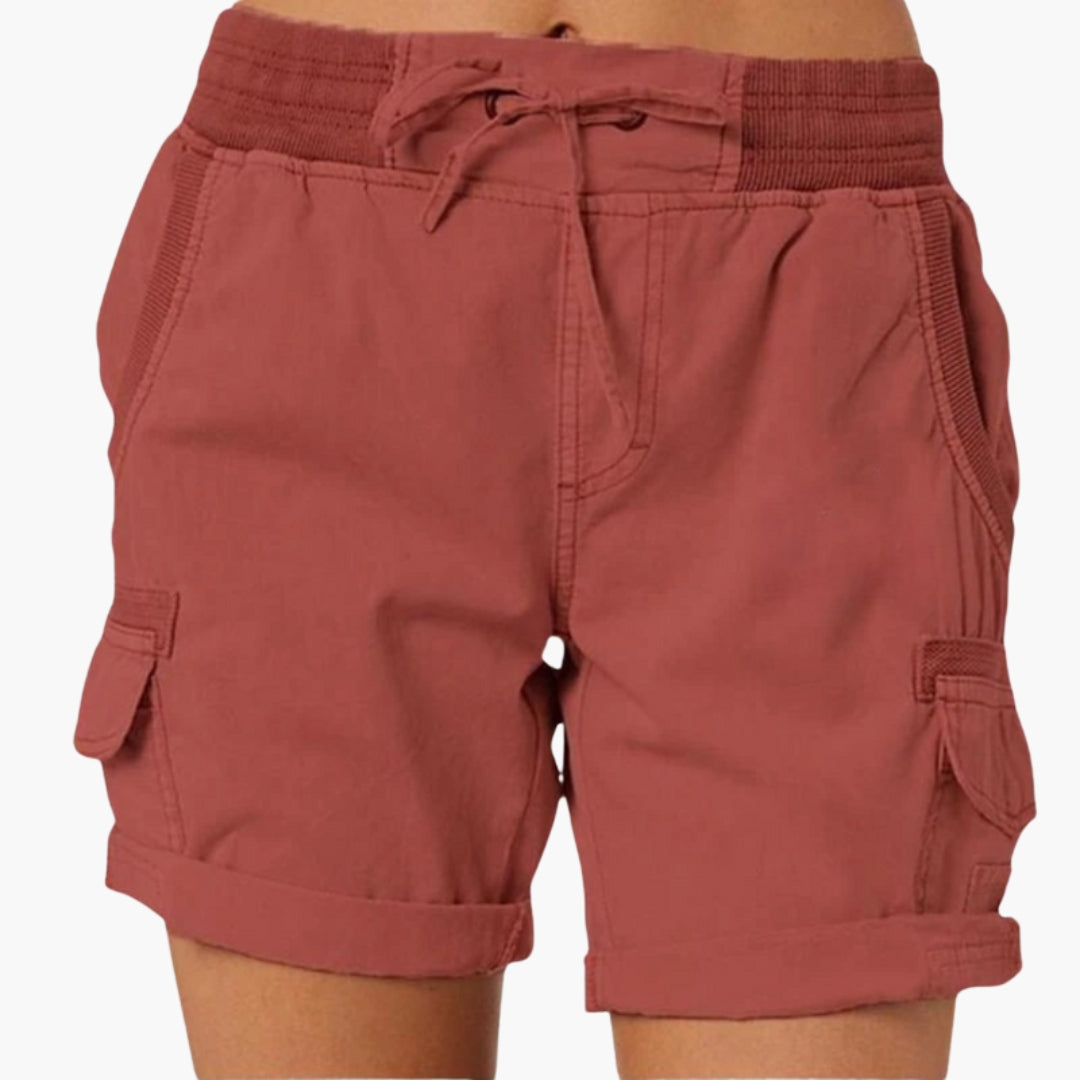 Short cargo femme avec cordon de serrage et poches